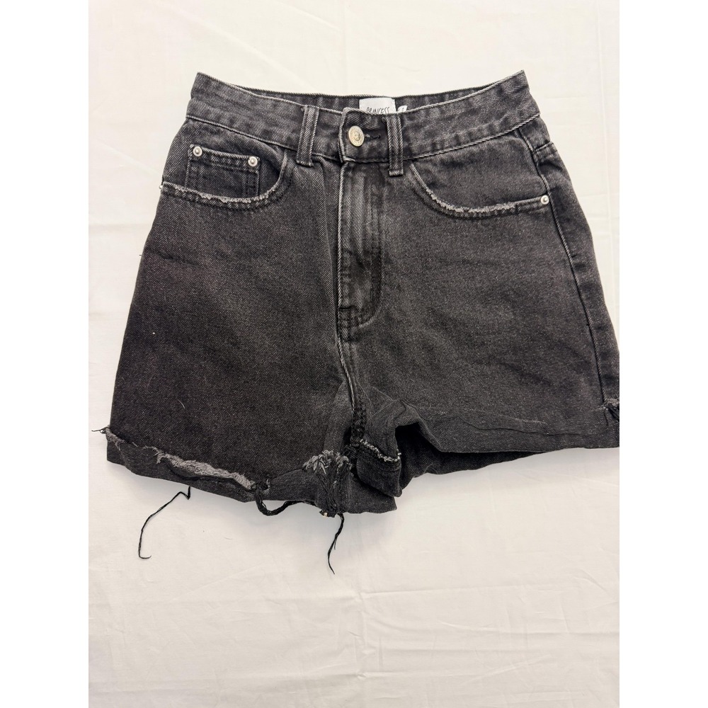 Princess Polly Shorts Womens 2 Black High Rise Denim‎ Cutoff Raw Hem Distressed